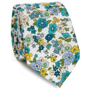 Croatta Floral Print Cotton Necktie 2.56" Skinny